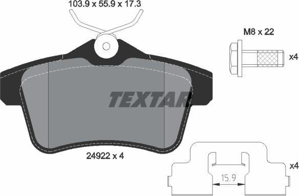 Textar 2492201 - Тормозные колодки, дисковые, комплект autospares.lv
