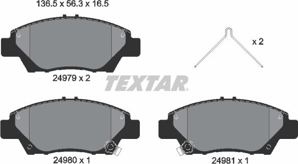 Textar 2497901 - Тормозные колодки, дисковые, комплект autospares.lv