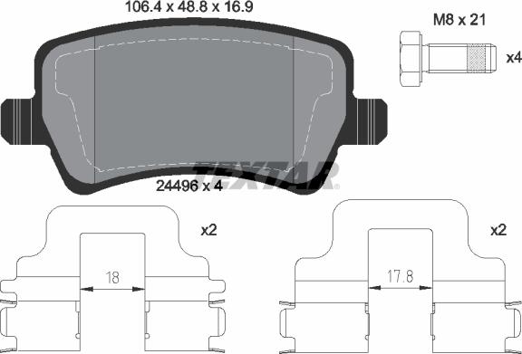 Textar 2449602 - Тормозные колодки, дисковые, комплект autospares.lv