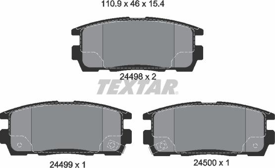 Textar 2449801 - Тормозные колодки, дисковые, комплект autospares.lv