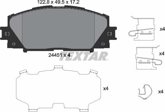 Textar 2445103 - Тормозные колодки, дисковые, комплект autospares.lv