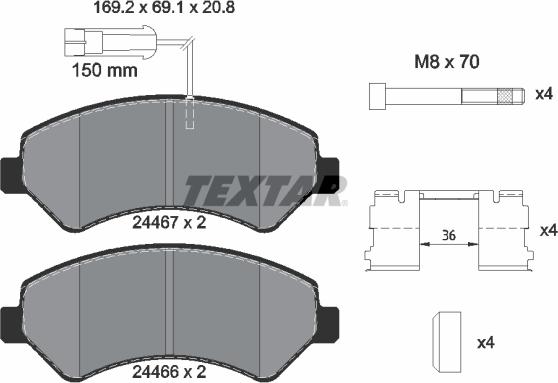 Textar 2446705 - Тормозные колодки, дисковые, комплект autospares.lv