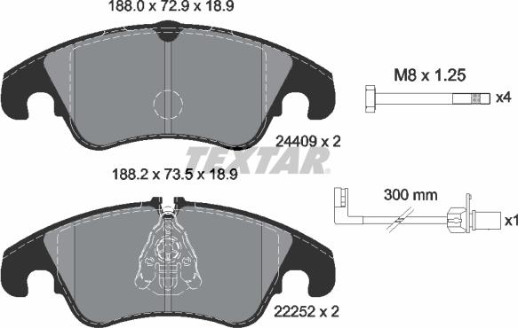 Textar 2440903 - Тормозные колодки, дисковые, комплект autospares.lv