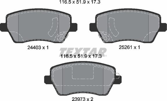 Textar 2440301 - Тормозные колодки, дисковые, комплект autospares.lv