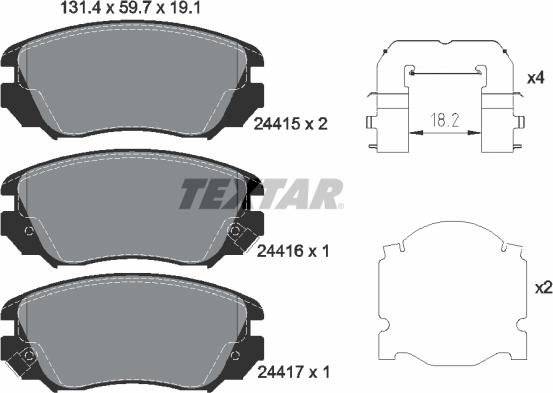 Textar 2441501 - Тормозные колодки, дисковые, комплект autospares.lv