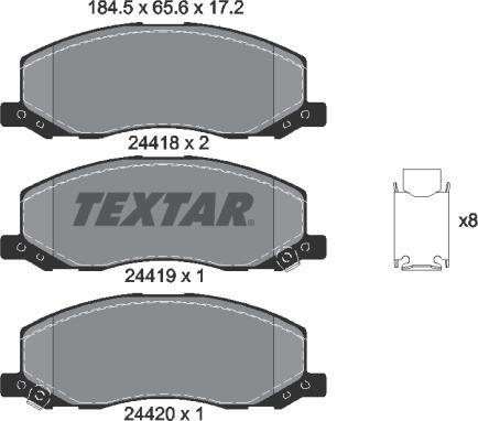 Textar 2441801 - Тормозные колодки, дисковые, комплект autospares.lv