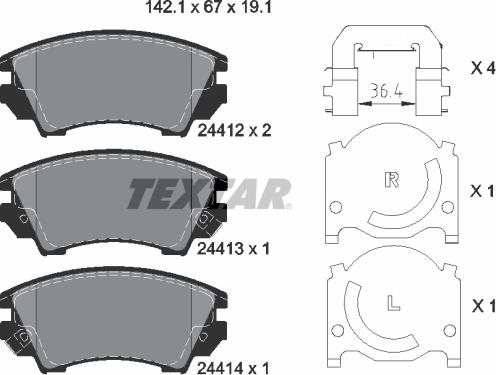 Textar 2441201 - Тормозные колодки, дисковые, комплект autospares.lv