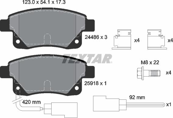 Textar 2448601 - Тормозные колодки, дисковые, комплект autospares.lv