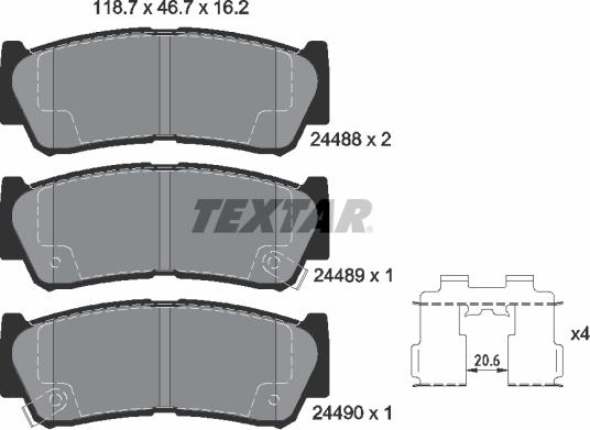 Textar 24 48 801 - Тормозные колодки, дисковые, комплект autospares.lv