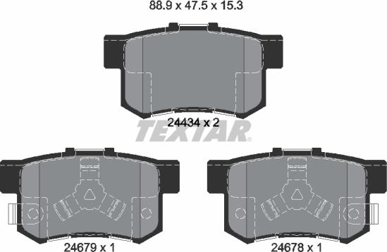 Textar 2443402 - Тормозные колодки, дисковые, комплект autospares.lv