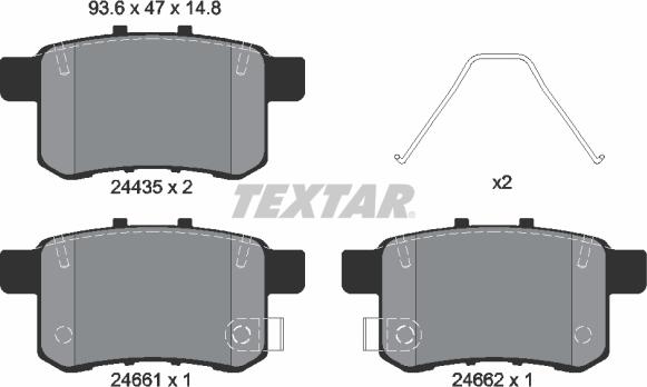 Textar 2443501 - Тормозные колодки, дисковые, комплект autospares.lv