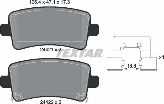 Textar 2442101 - Тормозные колодки, дисковые, комплект autospares.lv