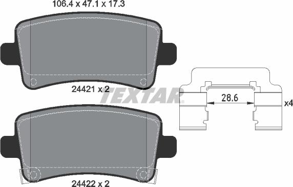 Textar 2442102 - Тормозные колодки, дисковые, комплект autospares.lv