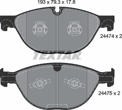 Textar 2447401 - Тормозные колодки, дисковые, комплект autospares.lv