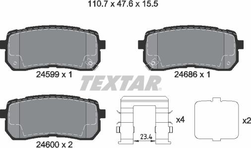 Textar 2459904 - Тормозные колодки, дисковые, комплект autospares.lv