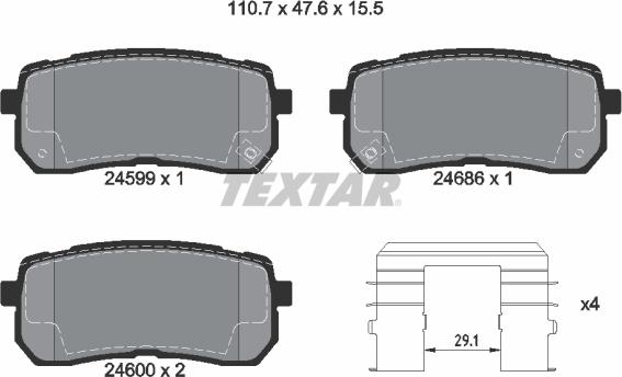 Textar 2459901 - Тормозные колодки, дисковые, комплект autospares.lv