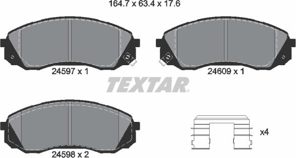 Textar 2459701 - Тормозные колодки, дисковые, комплект autospares.lv