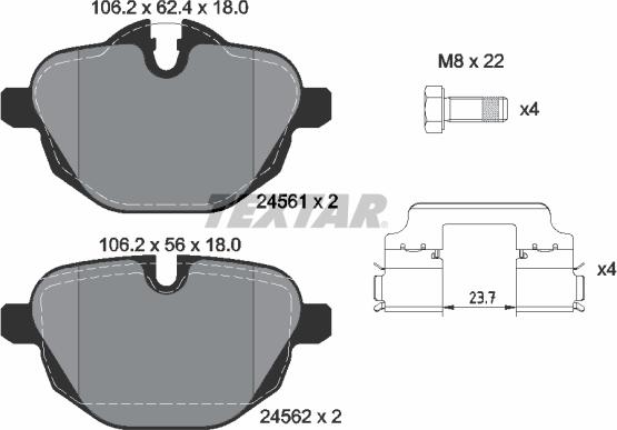 Textar 2456101 - Тормозные колодки, дисковые, комплект autospares.lv