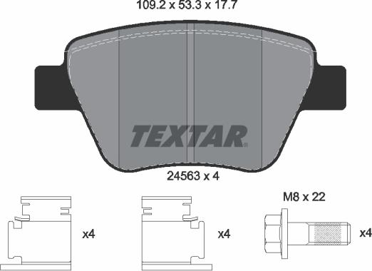 Textar 2456301 - Тормозные колодки, дисковые, комплект autospares.lv