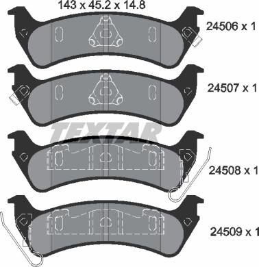 Textar 2450601 - Тормозные колодки, дисковые, комплект autospares.lv