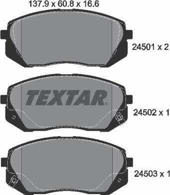 Textar 2450101 - Тормозные колодки, дисковые, комплект autospares.lv