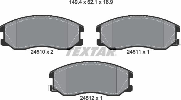 Textar 2451001 - Тормозные колодки, дисковые, комплект autospares.lv