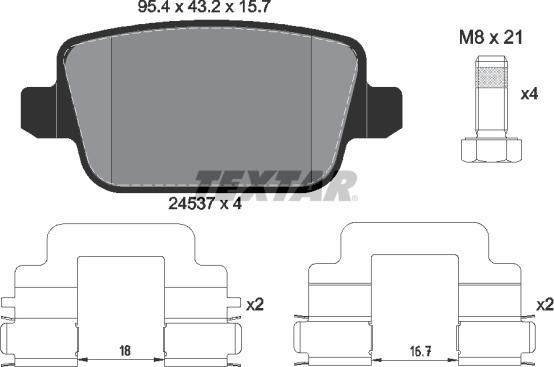 Textar 2453703 - Тормозные колодки, дисковые, комплект autospares.lv