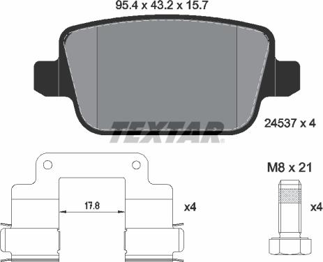 Textar 2453702 - Тормозные колодки, дисковые, комплект autospares.lv