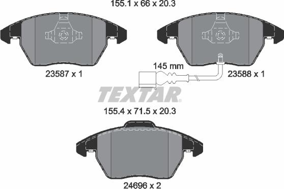 Textar 2469602 - Тормозные колодки, дисковые, комплект autospares.lv