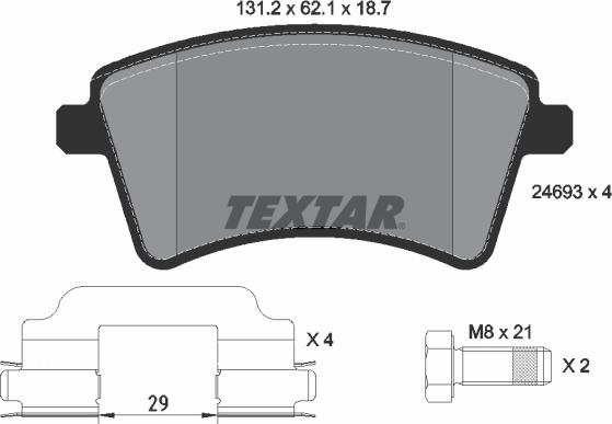 Textar 2469301 - Тормозные колодки, дисковые, комплект autospares.lv