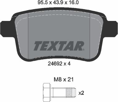 Textar 2469204 - Тормозные колодки, дисковые, комплект autospares.lv