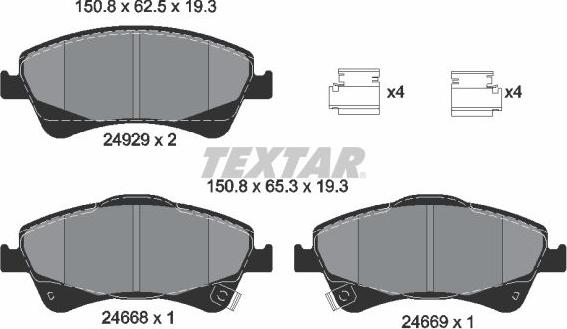 Textar 2466801 - Тормозные колодки, дисковые, комплект autospares.lv