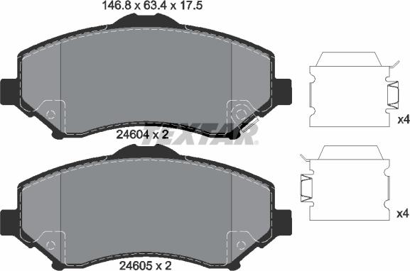 Textar 2460402 - Тормозные колодки, дисковые, комплект autospares.lv