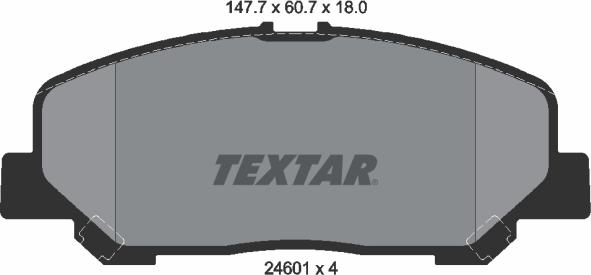 Textar 2460101 - Тормозные колодки, дисковые, комплект autospares.lv