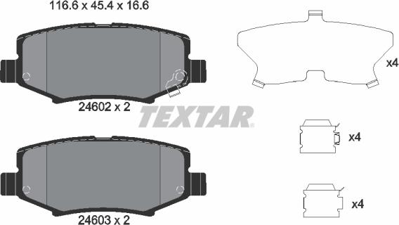 Textar 2460201 - Тормозные колодки, дисковые, комплект autospares.lv
