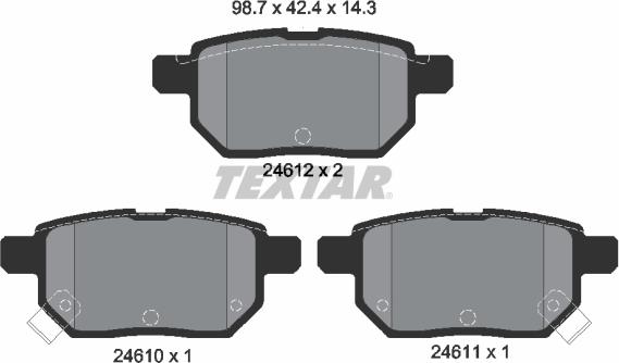 Textar 2461004 - Тормозные колодки, дисковые, комплект autospares.lv