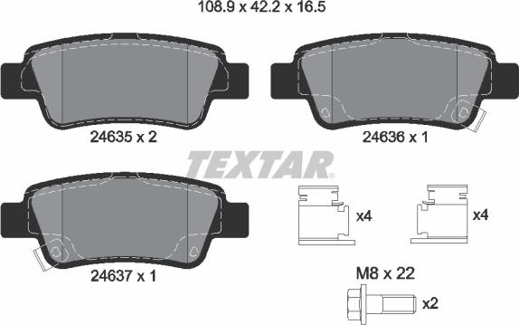 Textar 2463501 - Тормозные колодки, дисковые, комплект autospares.lv