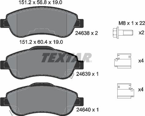 Textar 2463801 - Тормозные колодки, дисковые, комплект autospares.lv