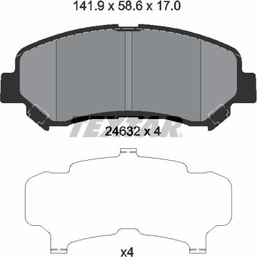 Textar 2463201 - Тормозные колодки, дисковые, комплект autospares.lv