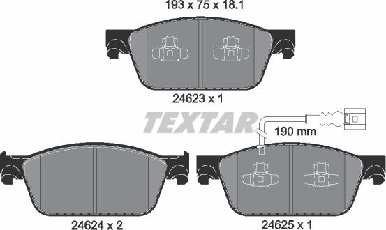 Textar 2462301 - Тормозные колодки, дисковые, комплект autospares.lv