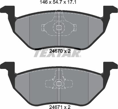 Textar 2467001 - Тормозные колодки, дисковые, комплект autospares.lv