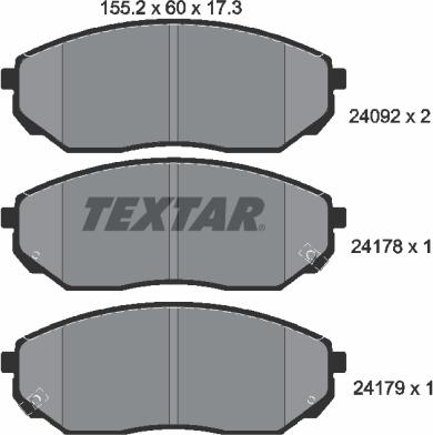 Textar 2409201 - Тормозные колодки, дисковые, комплект autospares.lv