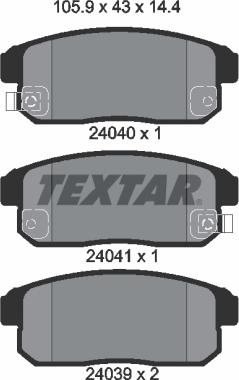 Textar 2404001 - Тормозные колодки, дисковые, комплект autospares.lv