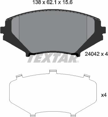 Textar 2404201 - Тормозные колодки, дисковые, комплект autospares.lv