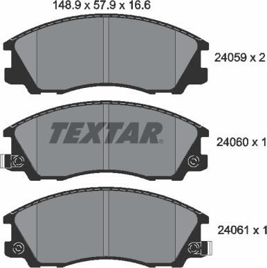 Textar 2405901 - Тормозные колодки, дисковые, комплект autospares.lv