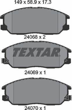 Textar 2406801 - Тормозные колодки, дисковые, комплект autospares.lv