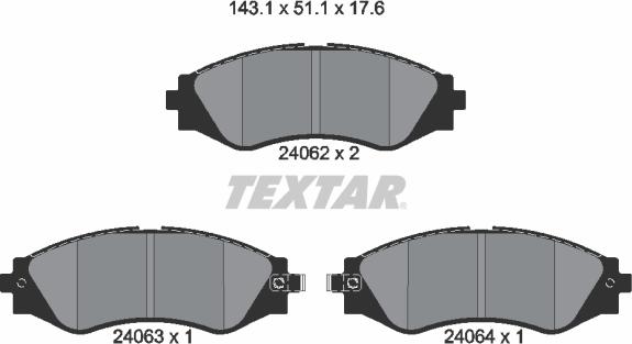 Textar 2406201 - Тормозные колодки, дисковые, комплект autospares.lv