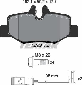 Textar 2400801 - Тормозные колодки, дисковые, комплект autospares.lv