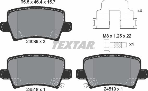 Textar 2408601 - Тормозные колодки, дисковые, комплект autospares.lv