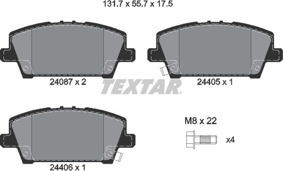 Textar 2408701 - Тормозные колодки, дисковые, комплект autospares.lv